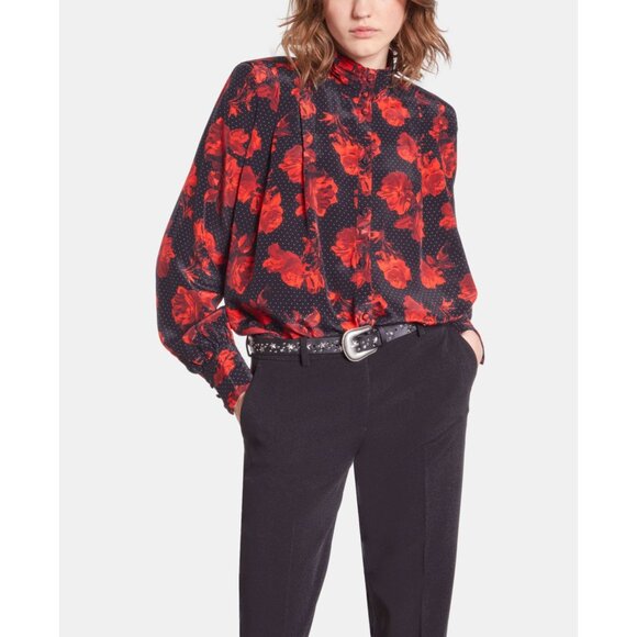 The Kooples Red and Black Floral Blouse - Picture 4 of 16